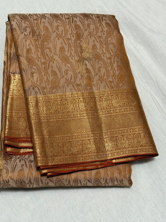 Beige silk saree