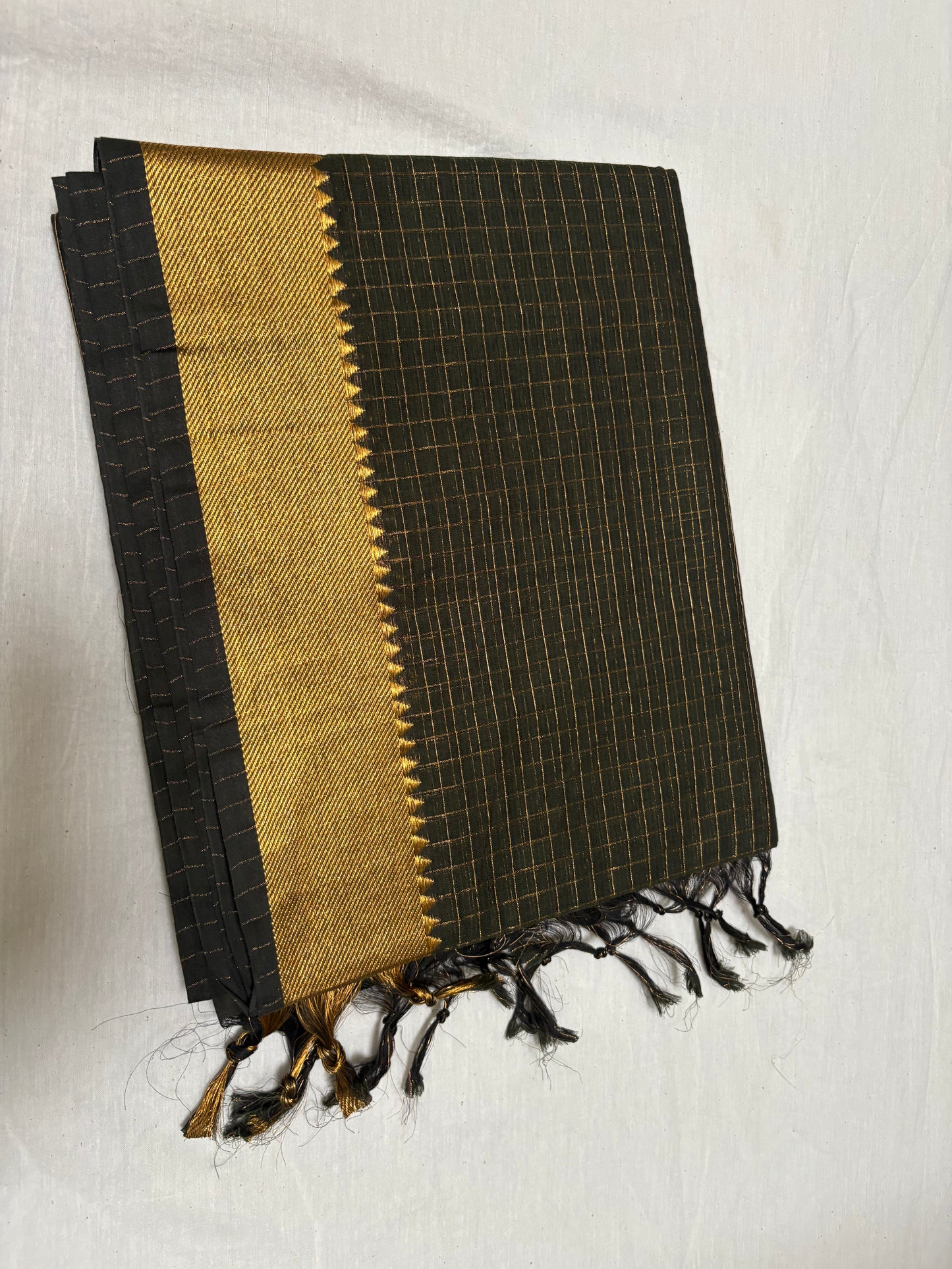 Bottle Green Zari checks