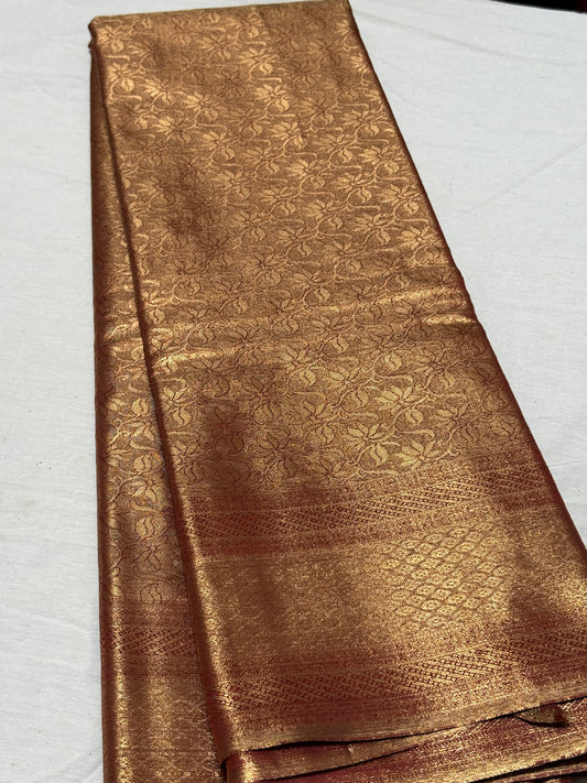 Reddish Gold Tissue silk saree